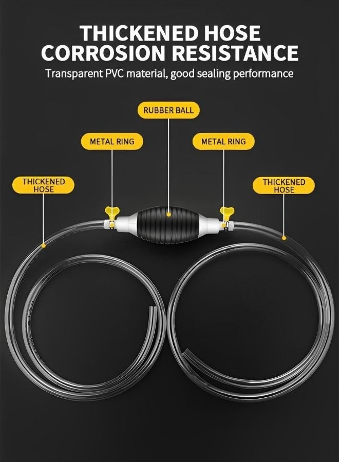 OR MENG Gasoline Siphon Hose,Upgrade 18MM Diameter Nozzle Gas Oil Water Fuel Transfer Siphon Pump,Manual Car Fuel Transfer Pump for Gas Gasoline Petrol with 2M Syphon Hose,Automotive Supplies - Image 3